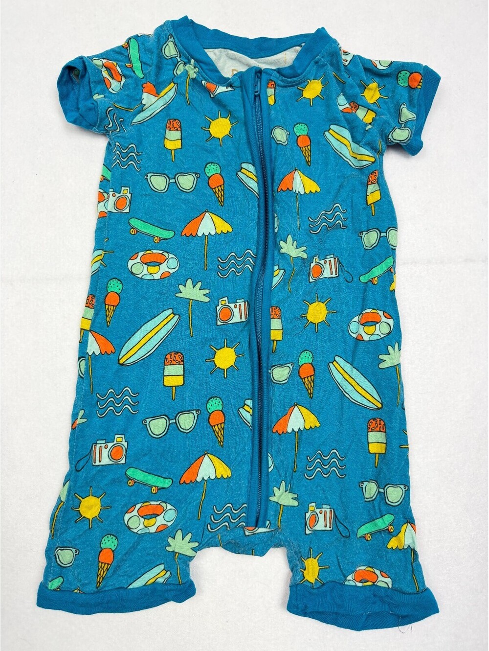 Play by Little Sleepies Romper Size 12 18 Months Blue Summer Beach Shortie